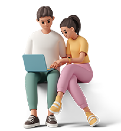An image of man and a woman with a laptop